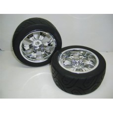 HEC On-Road Rubber tire with wheel for 1/8 Truggy (2) HTB-006F/R