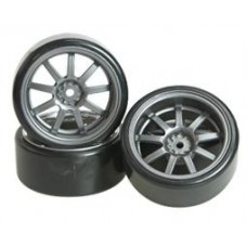 WH-25/GY 1/10 9 Spoke Wheel & Tyre Set (7mm Offset)